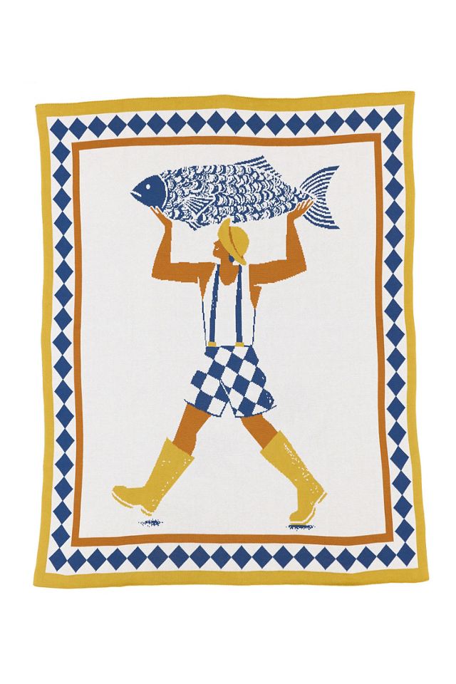 Biquette Cotton Knit Novelty Throw Blanket #1