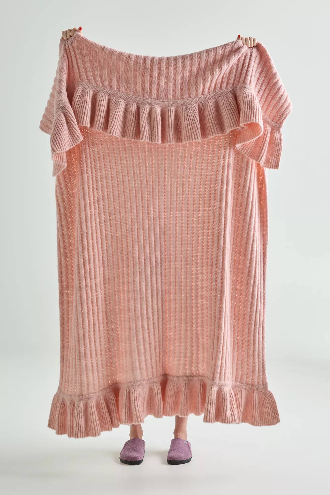 Cindy Wool Knit Ruffled Throw Blanket - thumbnail 2