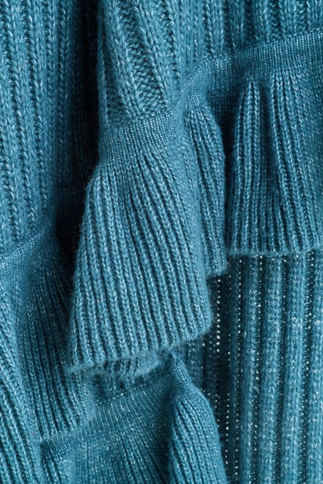 Cindy Wool Knit Ruffled Throw Blanket #1