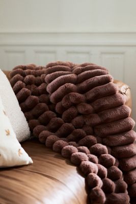Tipped Puffer Faux-Fur Throw Blanket