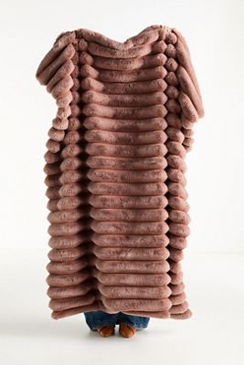 Tipped Puffer Faux-Fur Throw Blanket