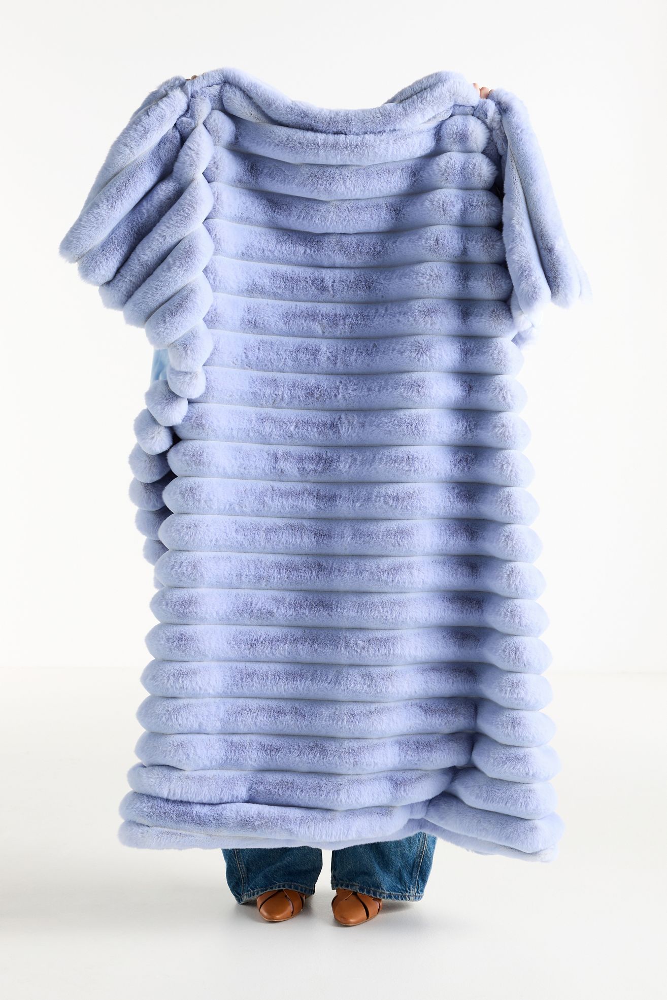 Tipped Puffer Faux Fur Throw Blanket - Sky, Standard, 60" x 70"