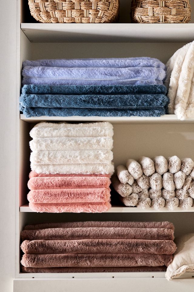 Tipped Puffer Faux-Fur Throw Blanket