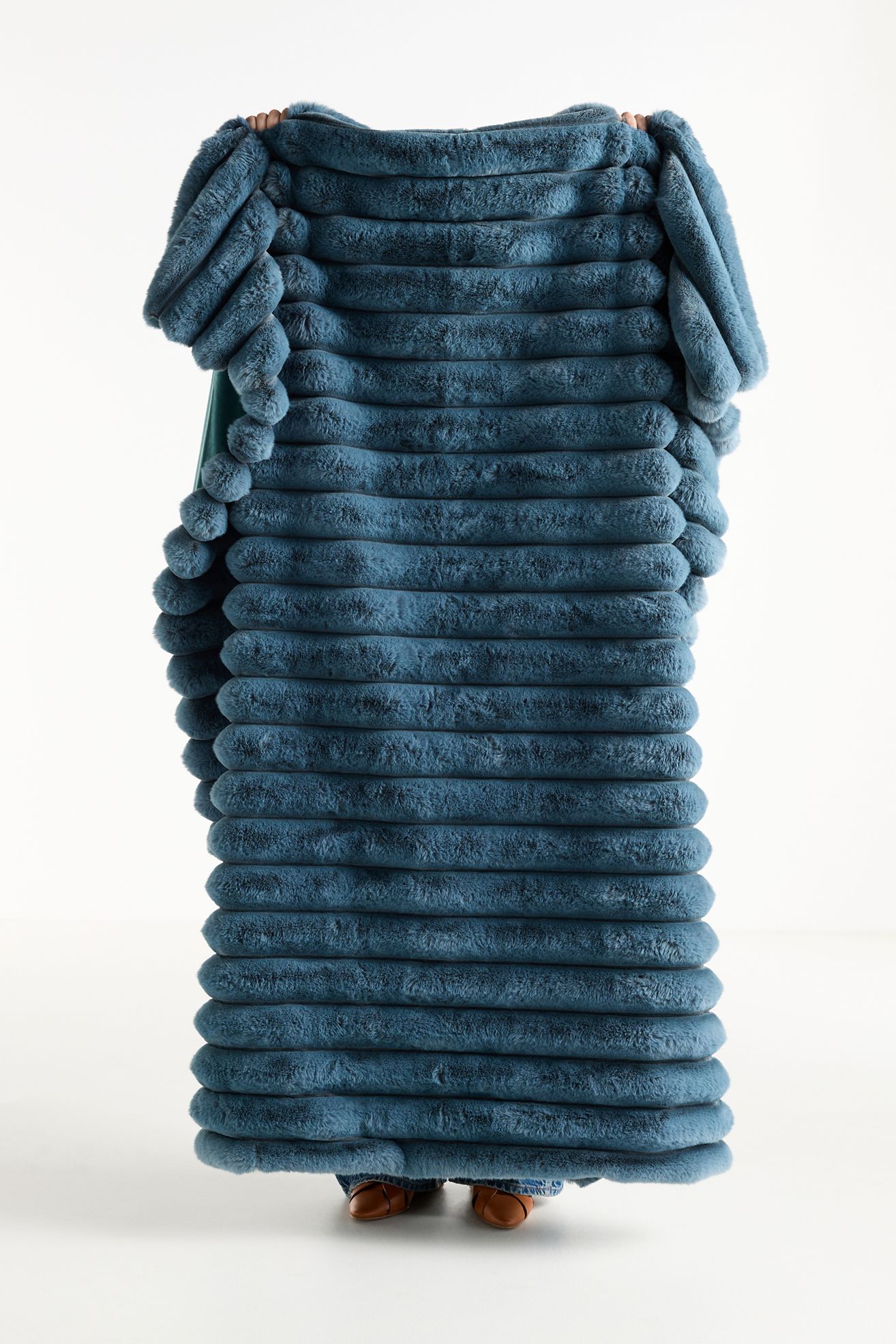 Tipped Puffer Faux Fur Throw Blanket - Turquoise, Standard, 60" x 70"