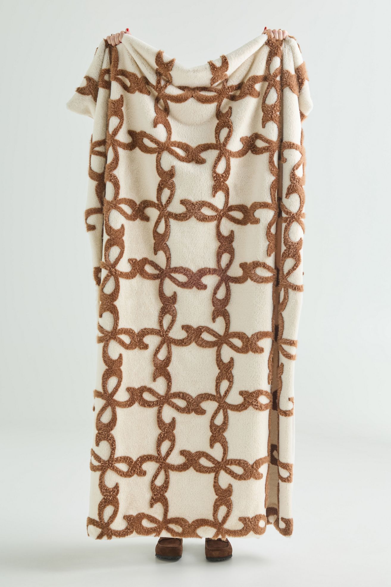 Maeve Icon Carved Faux Fur Throw - Cream, 50" x 70"