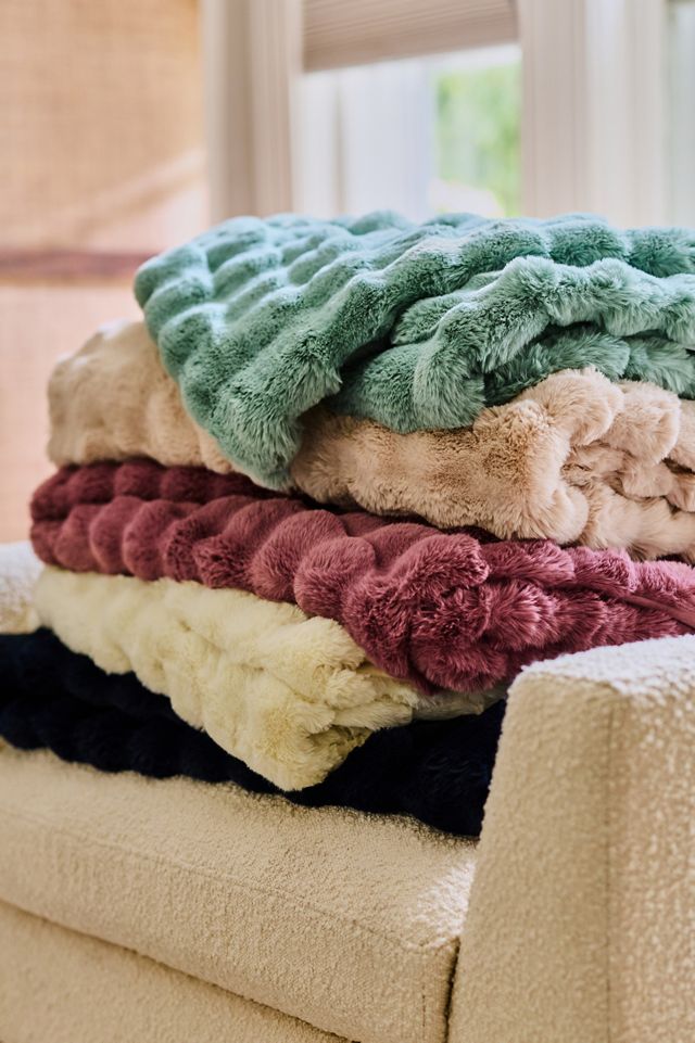 Sophie Scallop Carved Faux Fur Throw #3