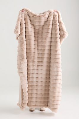 Scallop Carved Faux Fur Throw