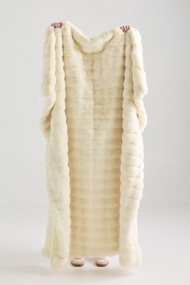 Scallop Carved Faux Fur Throw