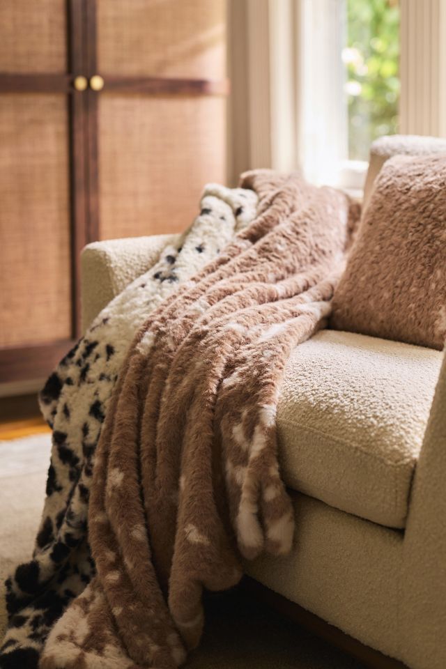 Speckle Printed Faux Fur Throw #6