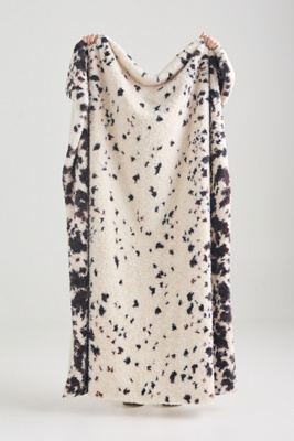 Anthropologie Speckle Printed Faux-fur Throw Blanket