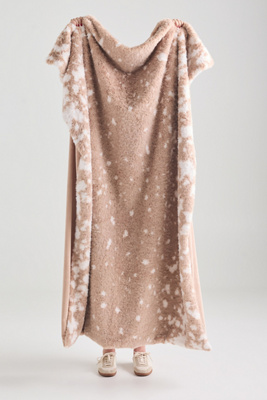 Anthropologie Speckle Printed Faux-fur Throw Blanket