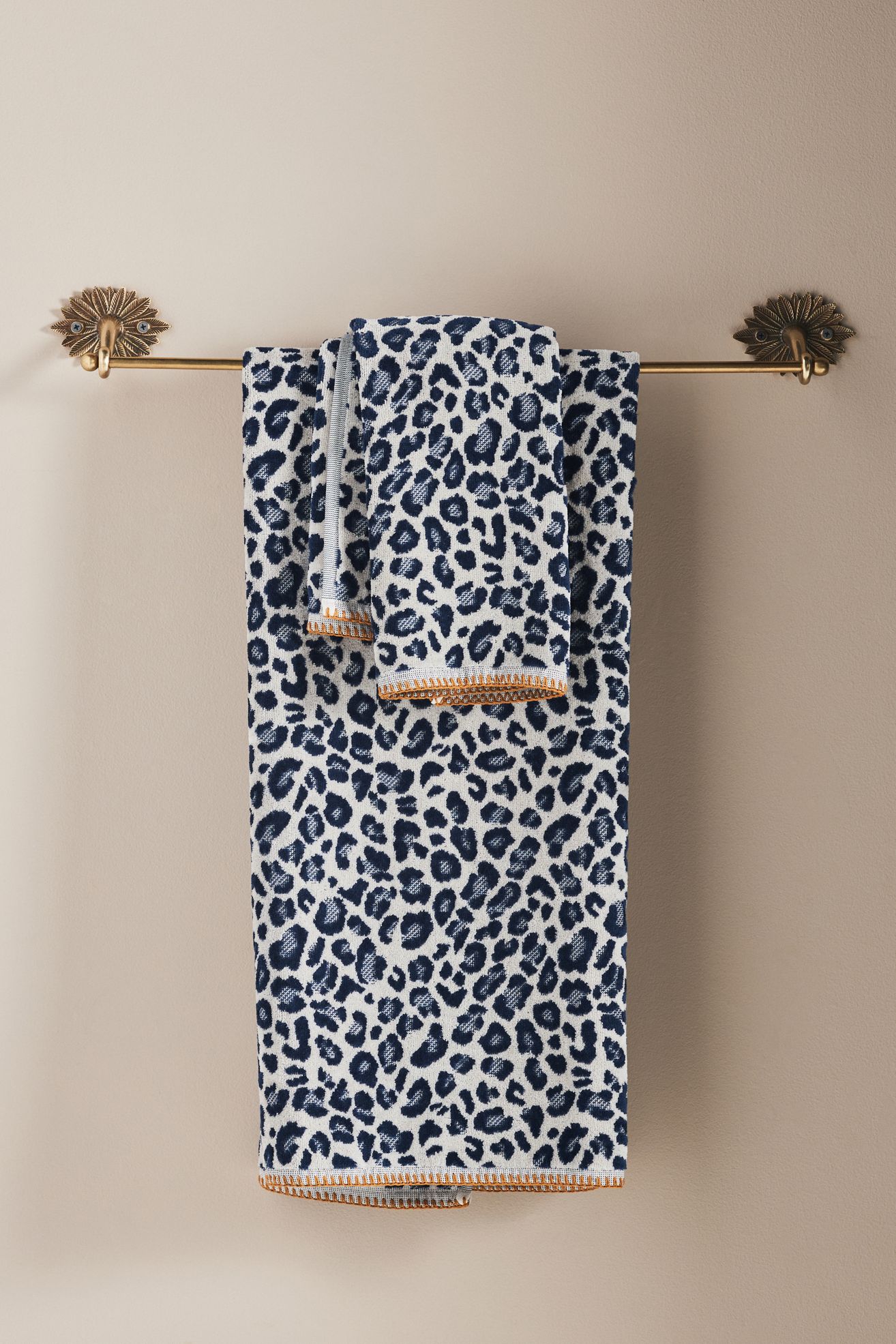 Lola Leopard Bath Towel Collection - Navy, Standard, Hand Towel