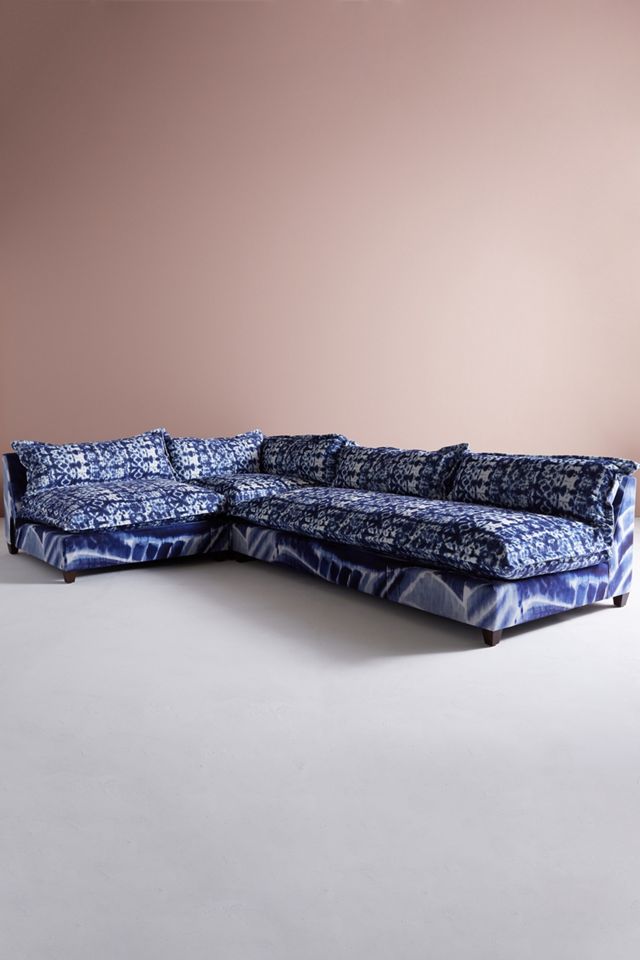 Shibori-Printed Three-Piece Tassa Sectional #1