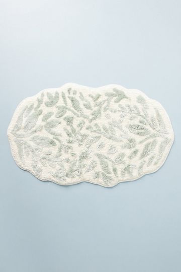 Maeve Ruffled Stripe Tufted Bath Mat