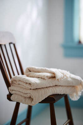 Fringed Bath and Hand Towels - Cream