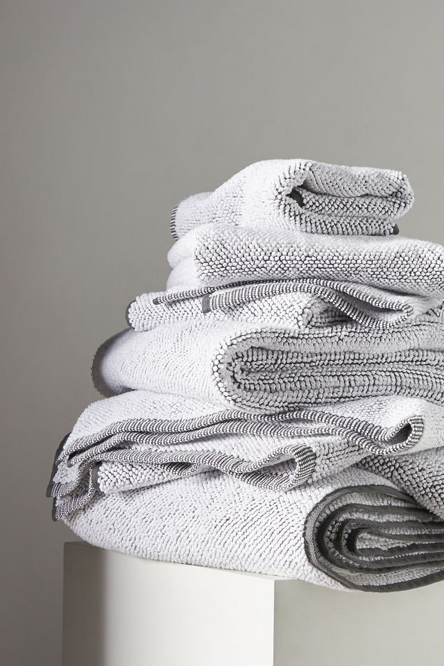 Kassatex Assisi Long Staple Cotton Bath Towels, Washcloth, Charcoal