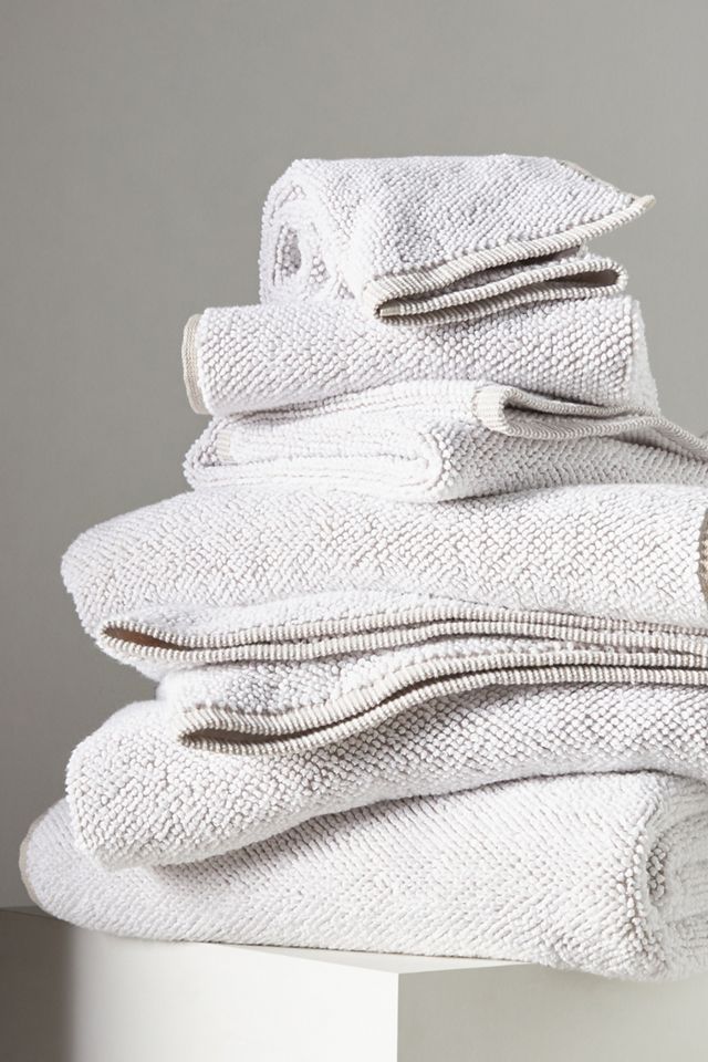 Kassatex Assisi Long Staple Cotton Bath Towels, Washcloth, Charcoal