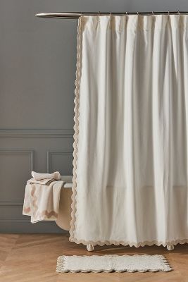 Maeve Ernestine Scallop Shower Curtain By  In Beige Size 72 X 72