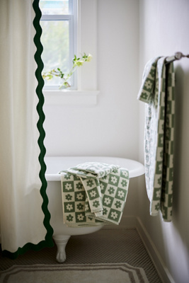 Maeve by Anthropologie Embroidered Scalloped Cotton Shower Curtain