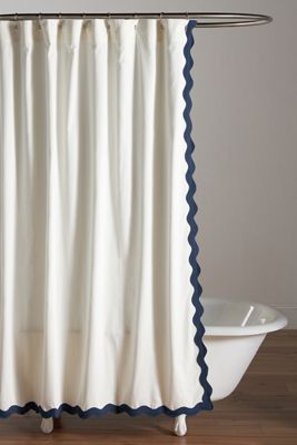 Maeve by Anthropologie Embroidered Scalloped Cotton Shower Curtain