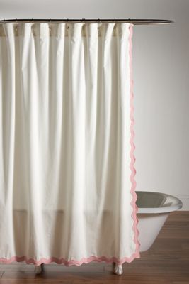 Maeve by Anthropologie Embroidered Scalloped Cotton Shower Curtain