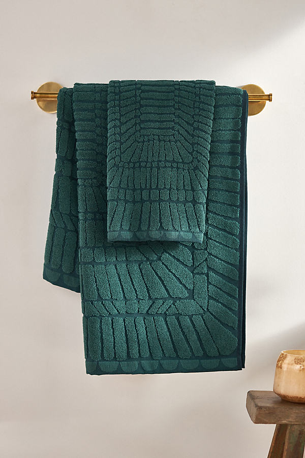 Anthropologie Leighton Bath Towel Collection In Green
