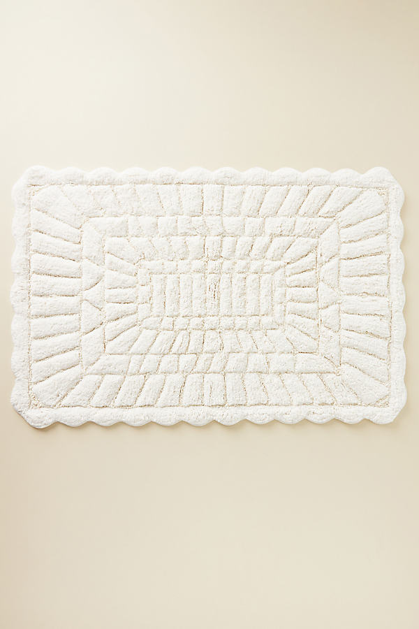 Anthropologie Hand-tufted Leighton Bath Mat In White