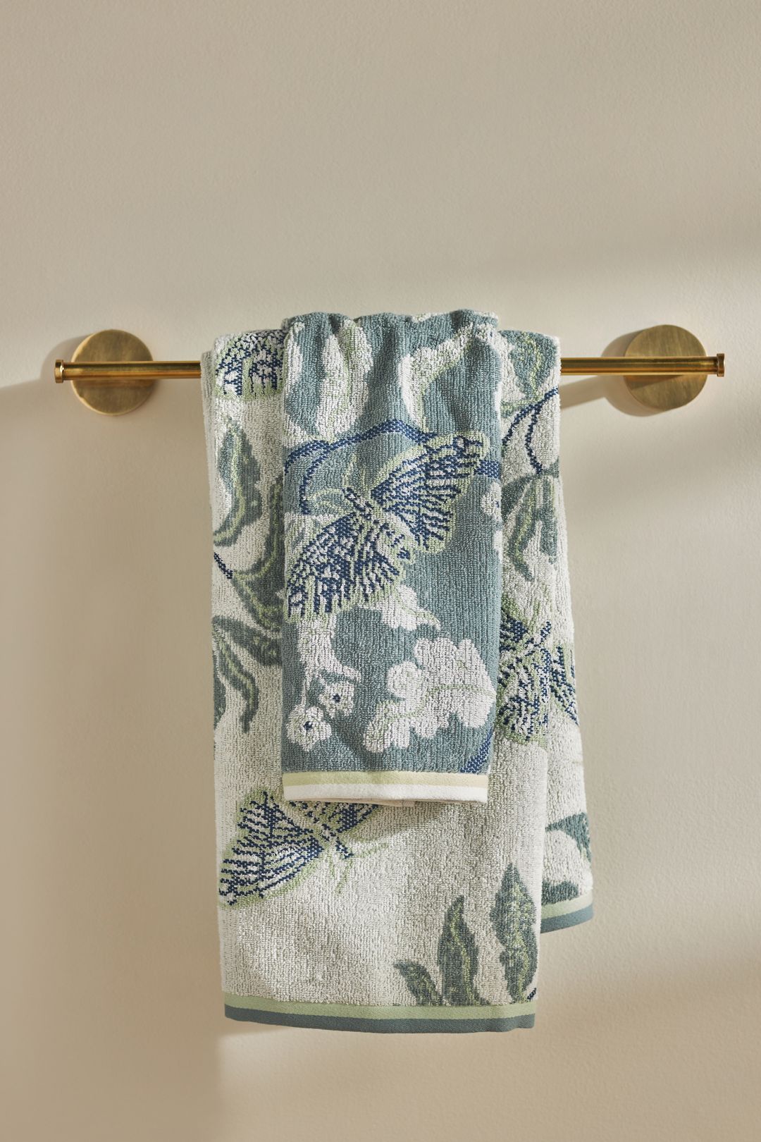 Nathalie Lete Marais Butterfly Cotton Towel Collection - Blue, Standard, Hand Towel