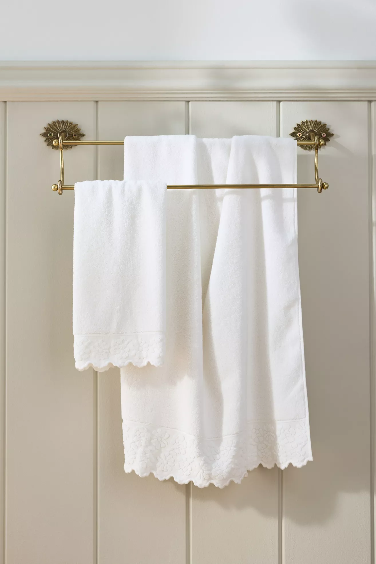 100% Cotton Woven Floral Cutwork Towel Collection