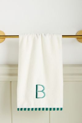 Monogram Embroidered Cotton Hand Towel