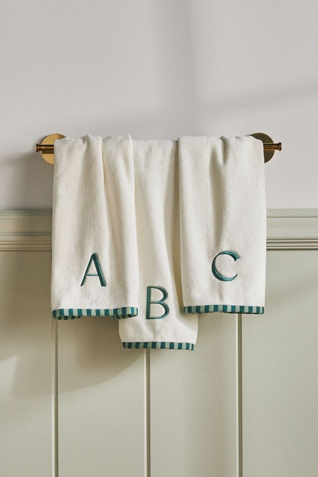 Monogram Embroidered Cotton Hand Towel