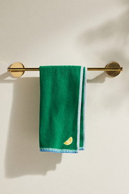 Anthropologie Hana Bug Embroidered Cotton Terry Hand Towel