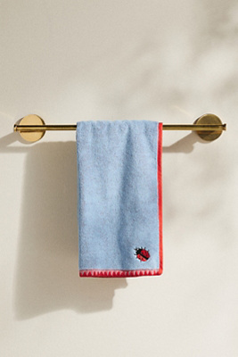 Shop Anthropologie Hana Bug Embroidered Cotton Terry Hand Towel