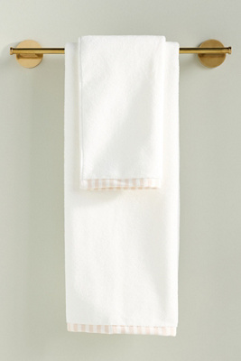 Shop Anthropologie The Sloane Stripe Trim Soft Cotton Towel Collection