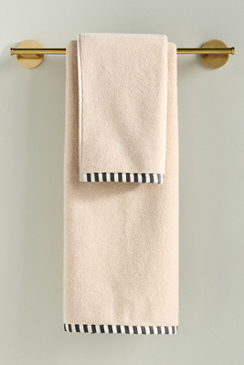 Anthropologie Sloane Stripe Trim Soft Cotton Hand Towel