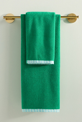 Anthropologie Sloane Stripe Trim Soft Cotton Hand Towel