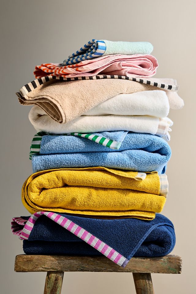 Sloane 100% Zero-Twist Cotton Stripe-Trim Towel Collection #3
