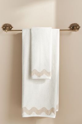 Maeve Ernestine Scalloped Bath Towel Collection By  In Beige Size Hand Towel