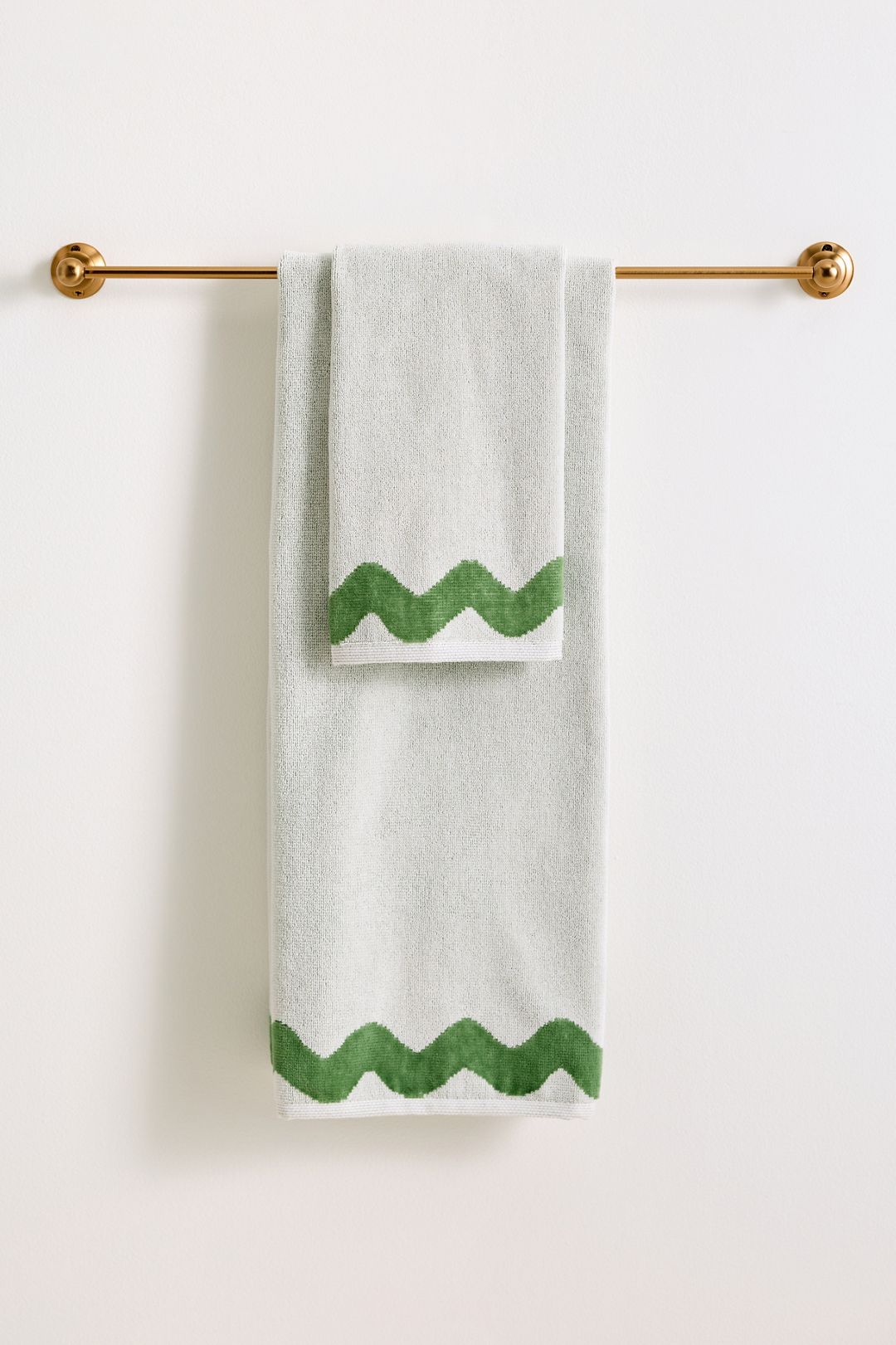 Maeve by Anthropologie Scalloped Cotton Towel Collection - Green, Hand Towel