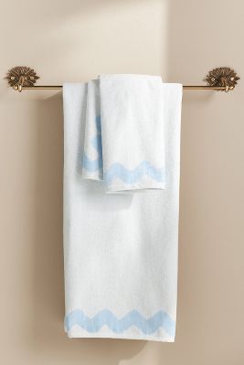 Maeve Ernestine Scalloped Bath Towel Collection By  In Blue Size Hand Towel