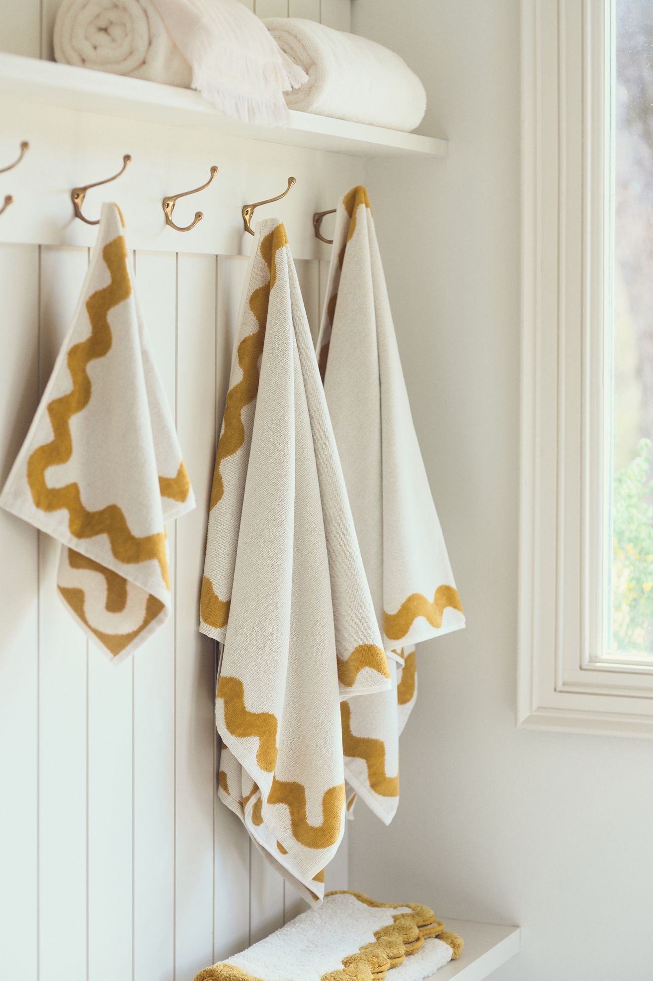 Maeve by Anthropologie Scalloped Cotton Towel Collection - Ochre, Standard, Bath Towel