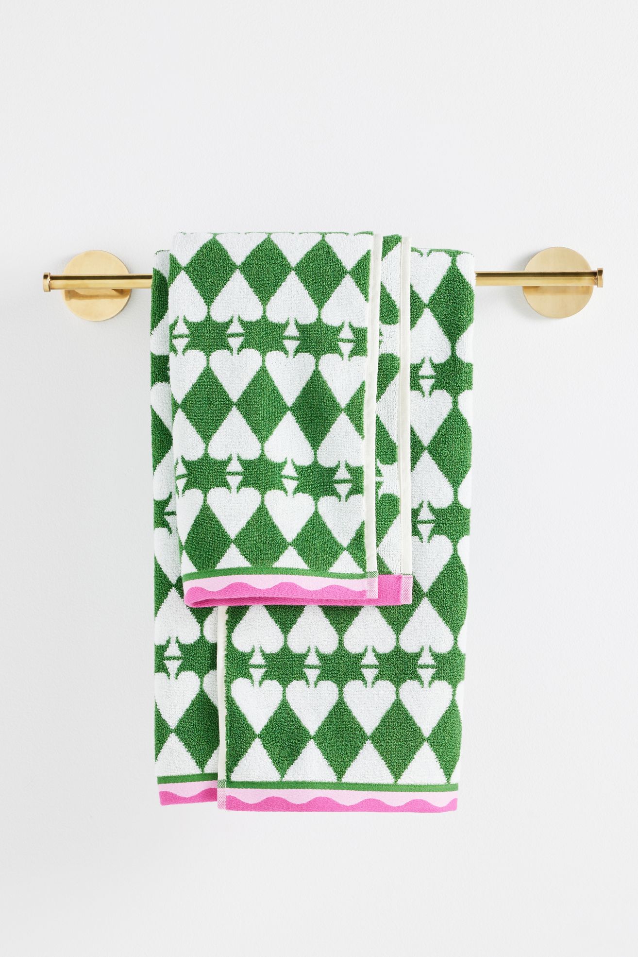 Ace Cotton Woven Icon Towel Collection - Green, Standard, Hand Towel