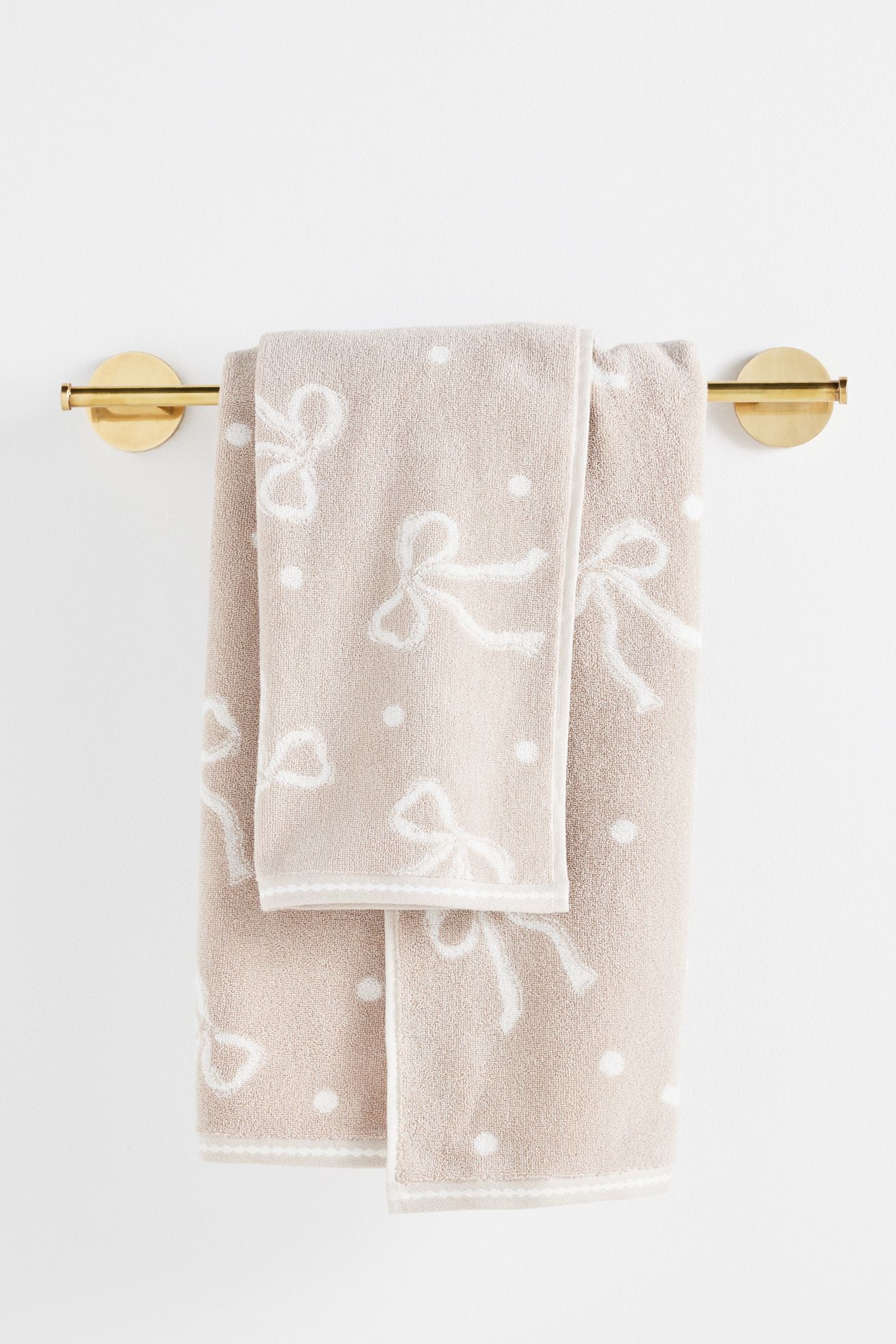 Bow Icon Cotton Bath Towel - Neutral, Standard, Bath Towel