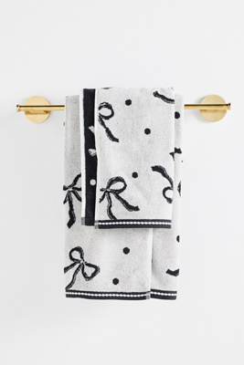 Anthropologie Bow Icon Cotton Towel Collection In White