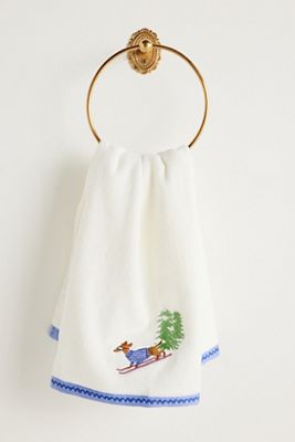 Holiday Critters Embroidered Hand Towel