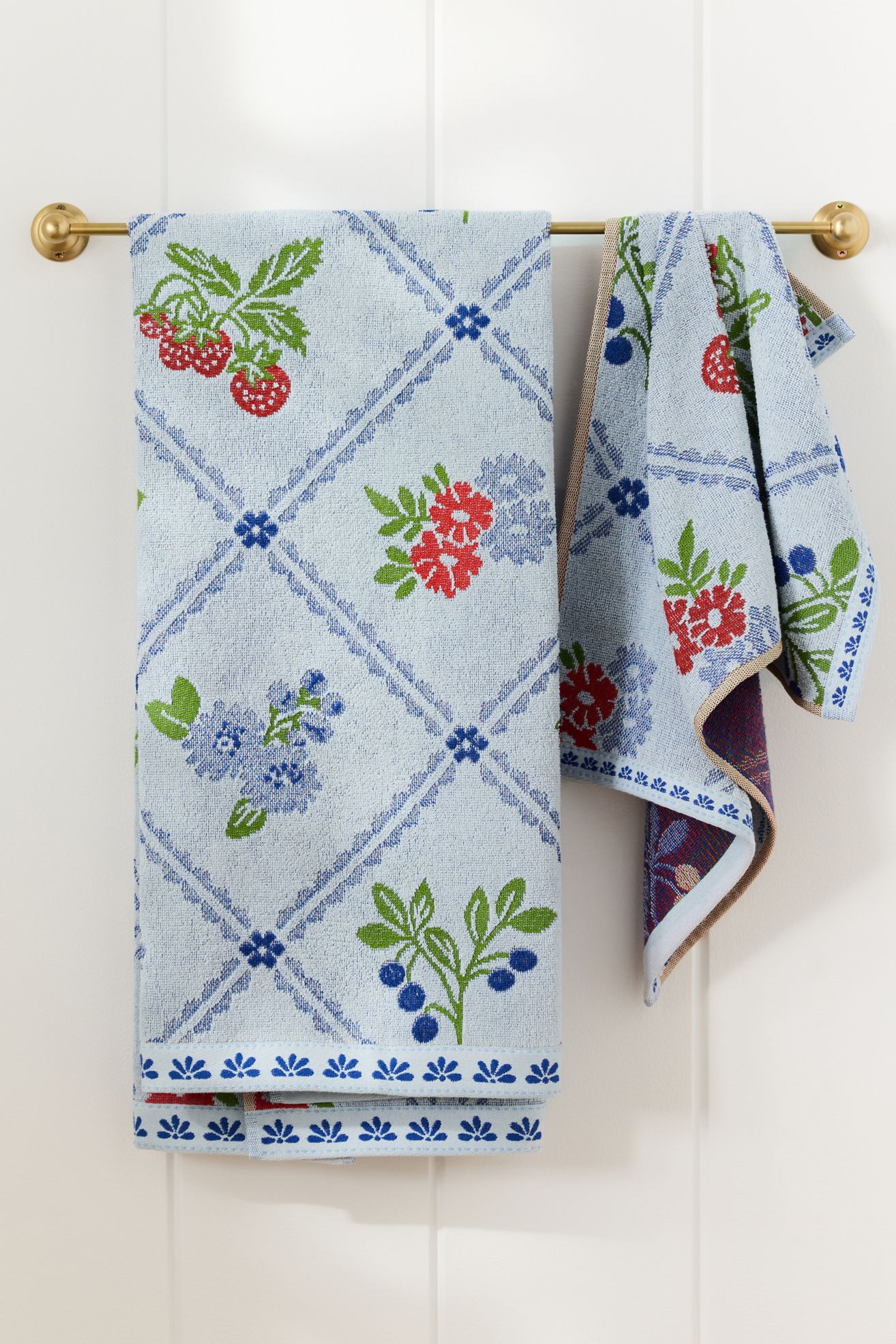 Astrid Cotton Woven Floral Towel Collection - Light Blue, Hand Towel