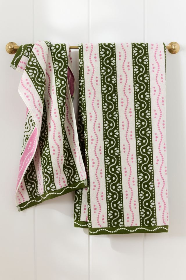 Ivy Cotton Woven Stripe Towel Collection #1