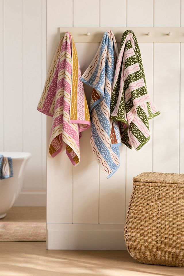 Ivy Cotton Woven Stripe Towel Collection #2