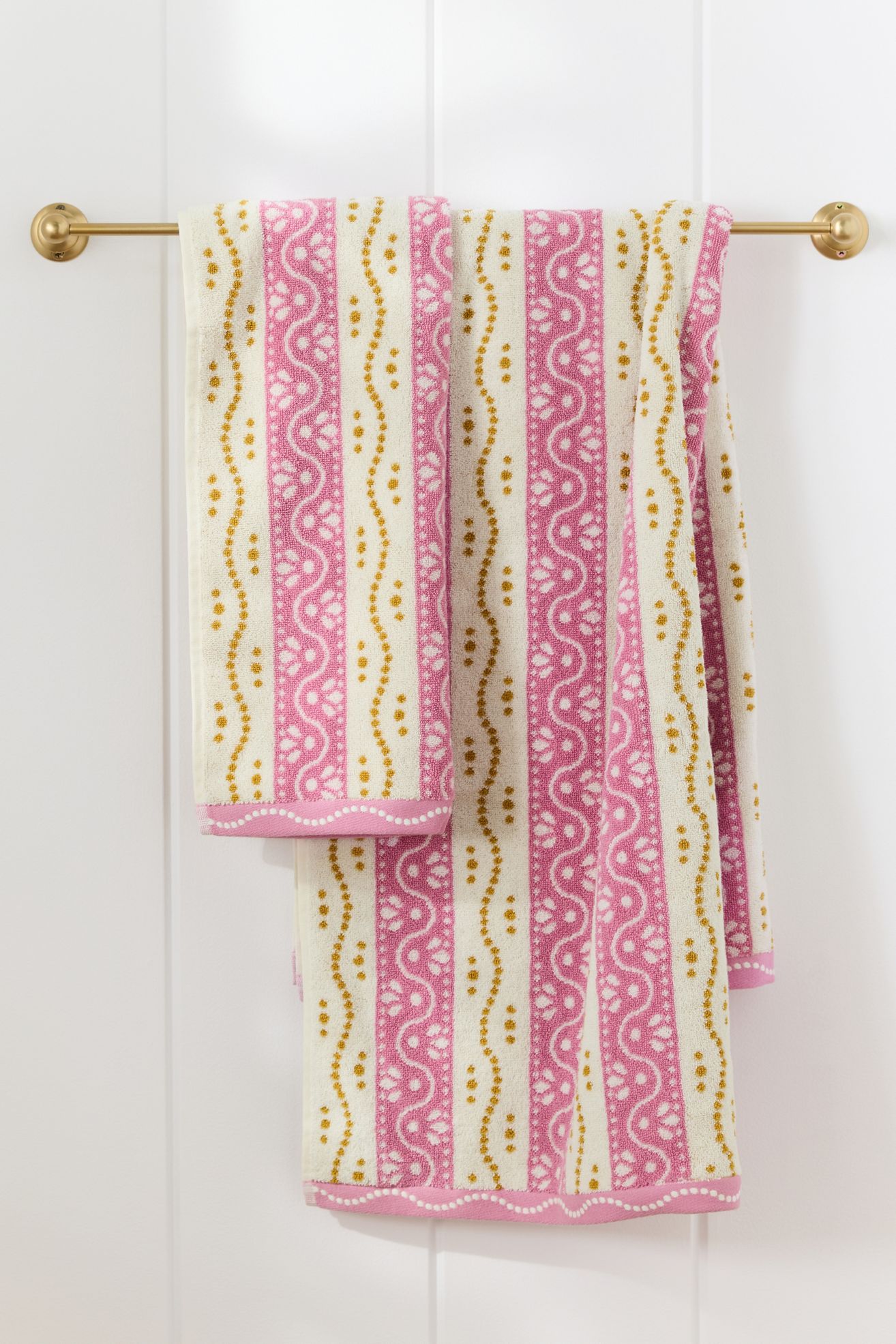 Ivy Cotton Woven Stripe Towel Collection - Pink Stripe, Bath Towel