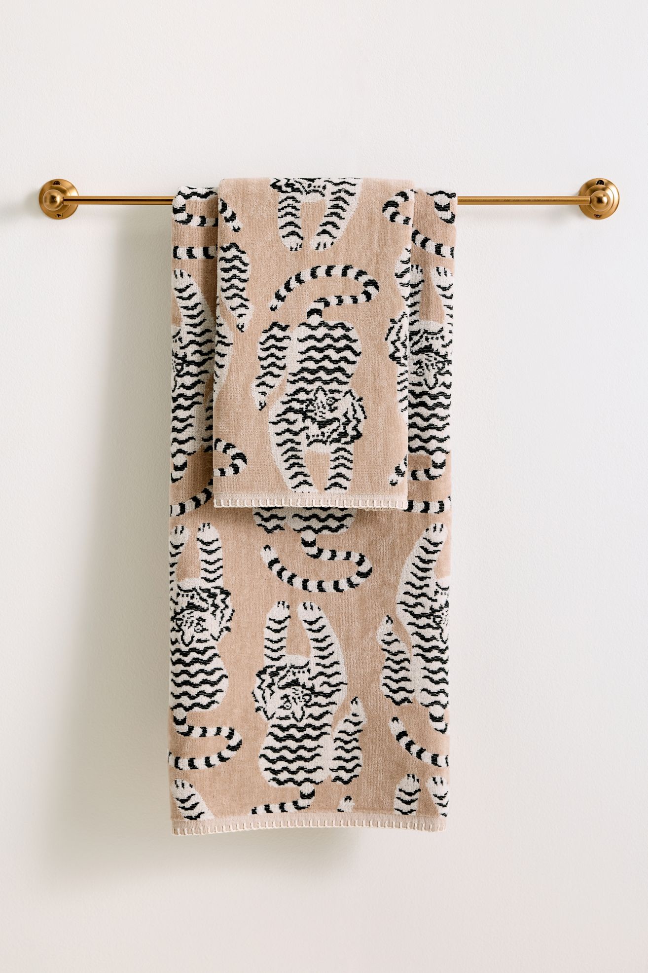 Isa Tiger Cotton Towel Collection - Neutral